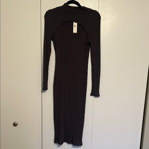 Anthropologie Elegant Black Long Sleeve Dress